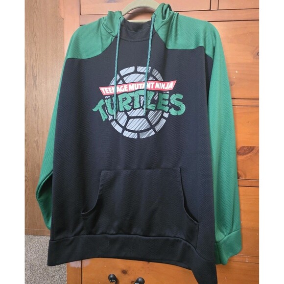 Nickelodeon Teenage Mutant Ninja Turtles Hoodie Mens Large Black Green 90's - Picture 1 of 9